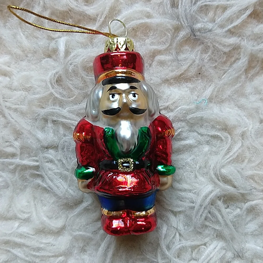 Vintage Avon Blown Glass Christmas Ornament Set Gift Box Snowman Bear Nutcracker